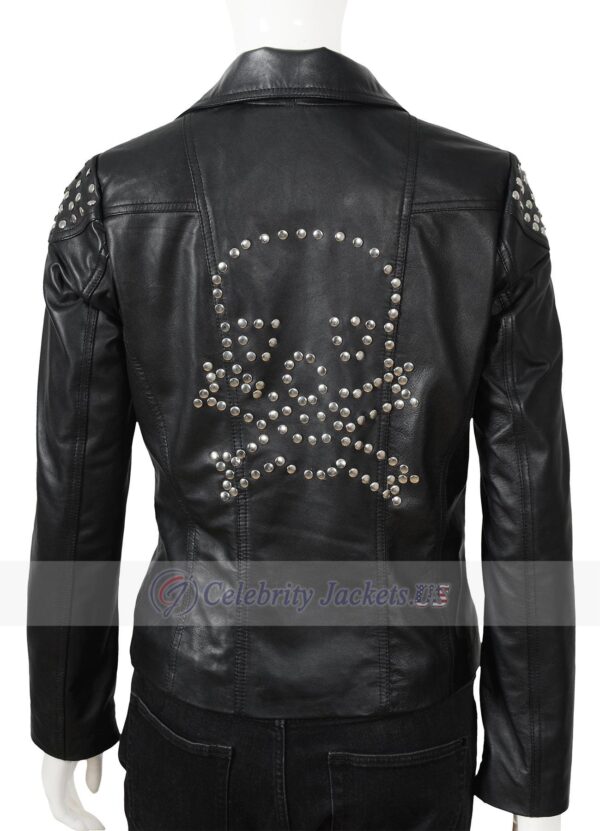 Skull Studded Black Biker Leather Jacket